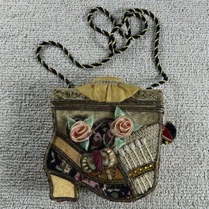 Braciano Collectables Cigar Box Victorian Beaded Shoe Purse Multicolored